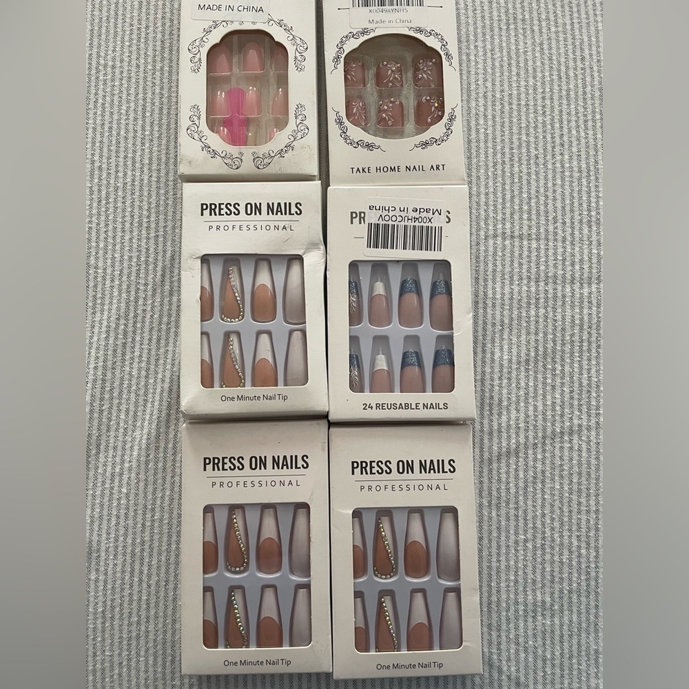 Lot of Assorted False Fake Press On Nails Sets New 7 Sets - Picture 1 of 7